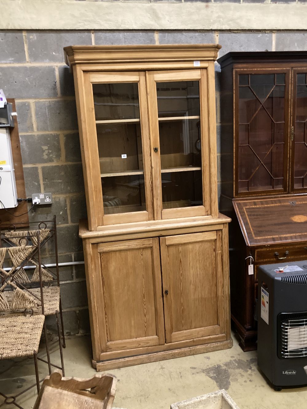 A Victorian pine bookcase, width 104cm depth 47cm height 209cm